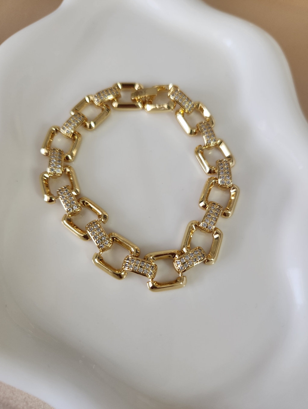 18k Gold Plated Iced Link Bracelet